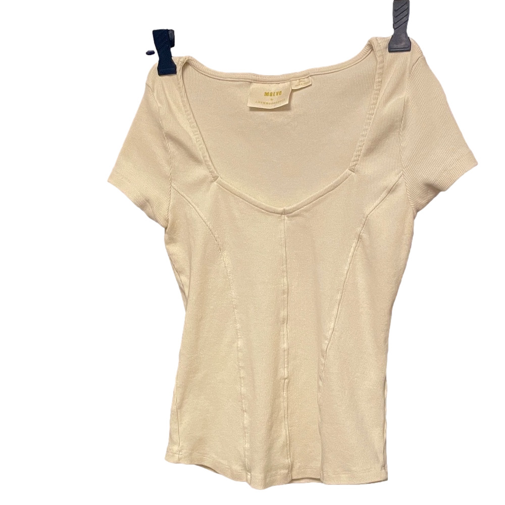 Maeve for Anthropologie Cream Colour Short Sleeve Top Size Small